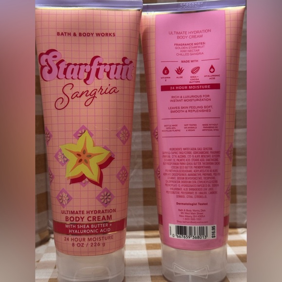 NEW B&BW(2) Starfruit Sangria Body Creams , full size 8 oz - Picture 3 of 3